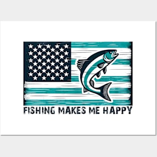 FISHING MAKES ME HAPPY Funny Quote Hilarious Sayings Humor Gift Posters and Art